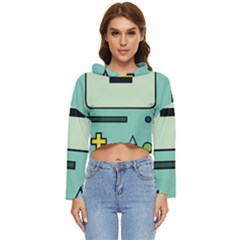 Adventure Time Beemo Bmo Illustration Cartoons Women s Lightweight Cropped Hoodie by Sarkoni