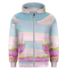 Pink And White Forest Illustration Adventure Time Cartoon Men s Zipper Hoodie by Sarkoni