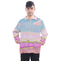 Pink And White Forest Illustration Adventure Time Cartoon Men s Half Zip Pullover by Sarkoni