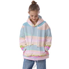 Pink And White Forest Illustration Adventure Time Cartoon Kids  Oversized Hoodie by Sarkoni