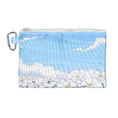 White Petaled Flowers Illustration Adventure Time Cartoon Canvas Cosmetic Bag (large) by Sarkoni