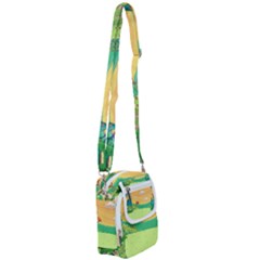 Green Field Illustration Adventure Time Multi Colored Shoulder Strap Belt Bag by Sarkoni