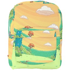 Green Field Illustration Adventure Time Multi Colored Full Print Backpack by Sarkoni