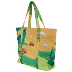 Green Field Illustration Adventure Time Multi Colored Zip Up Canvas Bag by Sarkoni