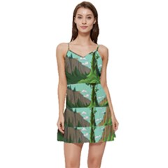 Adventure Time Cartoon Green Color Nature  Sky Short Frill Dress by Sarkoni