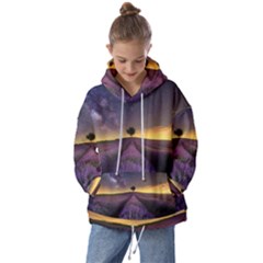 Bed Of Purple Petaled Flowers Photography Landscape Nature Kids  Oversized Hoodie by Sarkoni