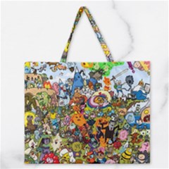 Cartoon Characters Tv Show  Adventure Time Multi Colored Zipper Large Tote Bag by Sarkoni