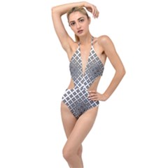 Background Pattern Halftone Plunging Cut Out Swimsuit by Pakjumat