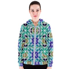 Mosaic Triangle Symmetry Women s Zipper Hoodie by Apen