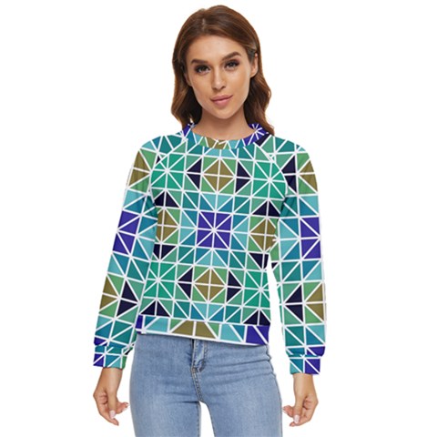 Mosaic Triangle Symmetry Women s Long Sleeve Raglan T-shirt by Apen