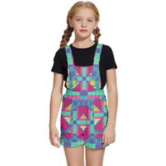 Checkerboard Squares Abstract Texture Patterns Kids  Short Overalls