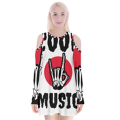 Cool Music Velvet Long Sleeve Shoulder Cutout Dress