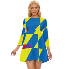 Colorful Red Yellow Blue Purple Long Sleeve Babydoll Dress by Grandong