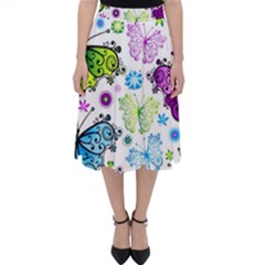 Butterflies Abstract Background Colorful Desenho Vector Classic Midi Skirt by Bedest