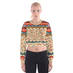 Ethnic-tribal-pattern-background Cropped Sweatshirt by Apen