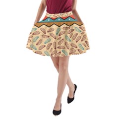 Ethnic-tribal-pattern-background A-line Pocket Skirt