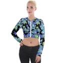 Chromatic Creatures Dance Wacky Pattern Long Sleeve Cropped Velvet Jacket View1