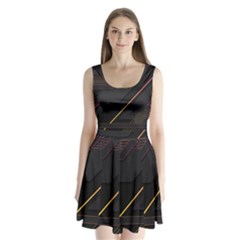 Gradient Geometric Shapes Dark Background Split Back Mini Dress  by Ndabl3x