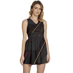 Gradient Geometric Shapes Dark Background Sleeveless High Waist Mini Dress by Ndabl3x