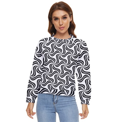 Soft Pattern Repeat Monochrome Women s Long Sleeve Raglan T-shirt by Ravend