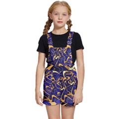 Squiggly Lines Blue Ombre Kids  Short Overalls by Ravend