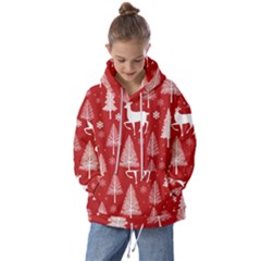 Christmas Tree Deer Pattern Red Kids  Oversized Hoodie by Ravend