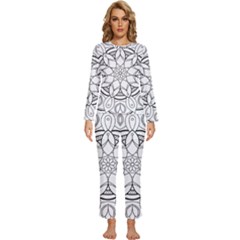 Mandala Drawing Dyes Page Womens  Long Sleeve Lightweight Pajamas Set by Ravend