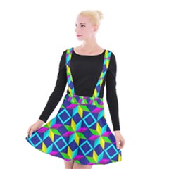 Pattern Star Abstract Background Suspender Skater Skirt by Ravend