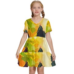 Forest Trees Nature Wood Green Kids  Short Sleeve Tiered Mini Dress by Ravend