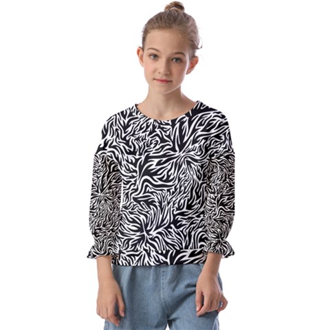 Flames Fire Pattern Digital Art Kids  Cuff Sleeve Top by Ravend