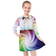 Rainbow Swirl Twirl Kids  Quarter Sleeve Shirt Dress