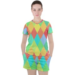 Low Poly Triangles Women s T-shirt And Shorts Set