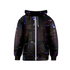 Hong Kong China Asia Skyscraper Kids  Zipper Hoodie by Amaryn4rt