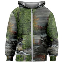 Landscape Summer Fall Colors Mill Kids  Zipper Hoodie Without Drawstring by Amaryn4rt