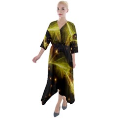 Particles Vibration Line Wave Quarter Sleeve Wrap Front Maxi Dress by Amaryn4rt