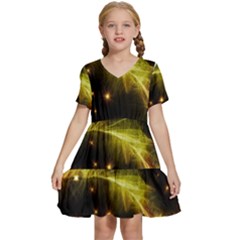 Particles Vibration Line Wave Kids  Short Sleeve Tiered Mini Dress by Amaryn4rt