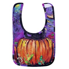 Halloween Art Starry Night Hallows Eve Black Cat Pumpkin Baby Bib by Modalart