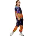 Halloween Art Starry Night Hallows Eve Black Cat Pumpkin Kids  T-Shirt and Pants Sports Set View3