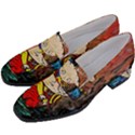 Cartoon Starry Night Vincent Van Gogh Women s Chunky Heel Loafers View2