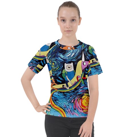 Adventure Time Art Starry Night Van Gogh Women s Sport Raglan T-shirt by Modalart