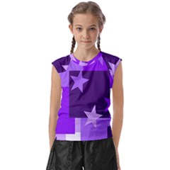 Purple Stars Pattern Shape Kids  Raglan Cap Sleeve T-shirt