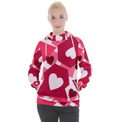 Pink Hearts Pattern Love Shape Women s Hooded Pullover by Pakjumat