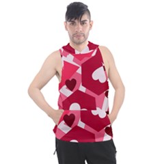 Pink Hearts Pattern Love Shape Men s Sleeveless Hoodie by Pakjumat