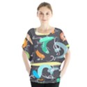 Repetition Seamless Child Sketch Batwing Chiffon Blouse View1