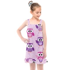 Seamless Cute Colourfull Owl Kids Pattern Kids  Overall Dress by Bedest