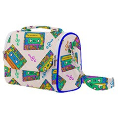 Seamless Pattern With Colorful Cassettes Hippie Style Doodle Musical Texture Wrapping Fabric Vector Satchel Shoulder Bag by Bedest