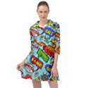 Comic Bubbles Seamless Pattern Mini Skater Shirt Dress View1