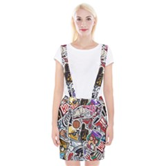 Vintage College Colorful Seamless Pattern Braces Suspender Skirt