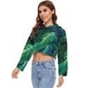 Tropical Green Leaves Background Women s Lightweight Cropped Hoodie View2