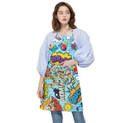 Comic Elements Colorful Seamless Pattern Pocket Apron by Bedest